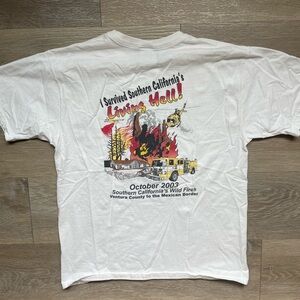 2003 Southern California Fire Storms White Cotton T Shirt
